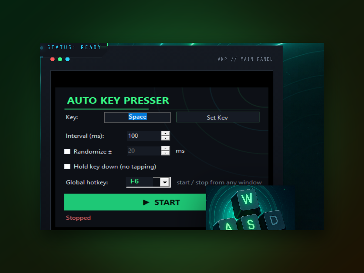 Auto Keyboard Presser window